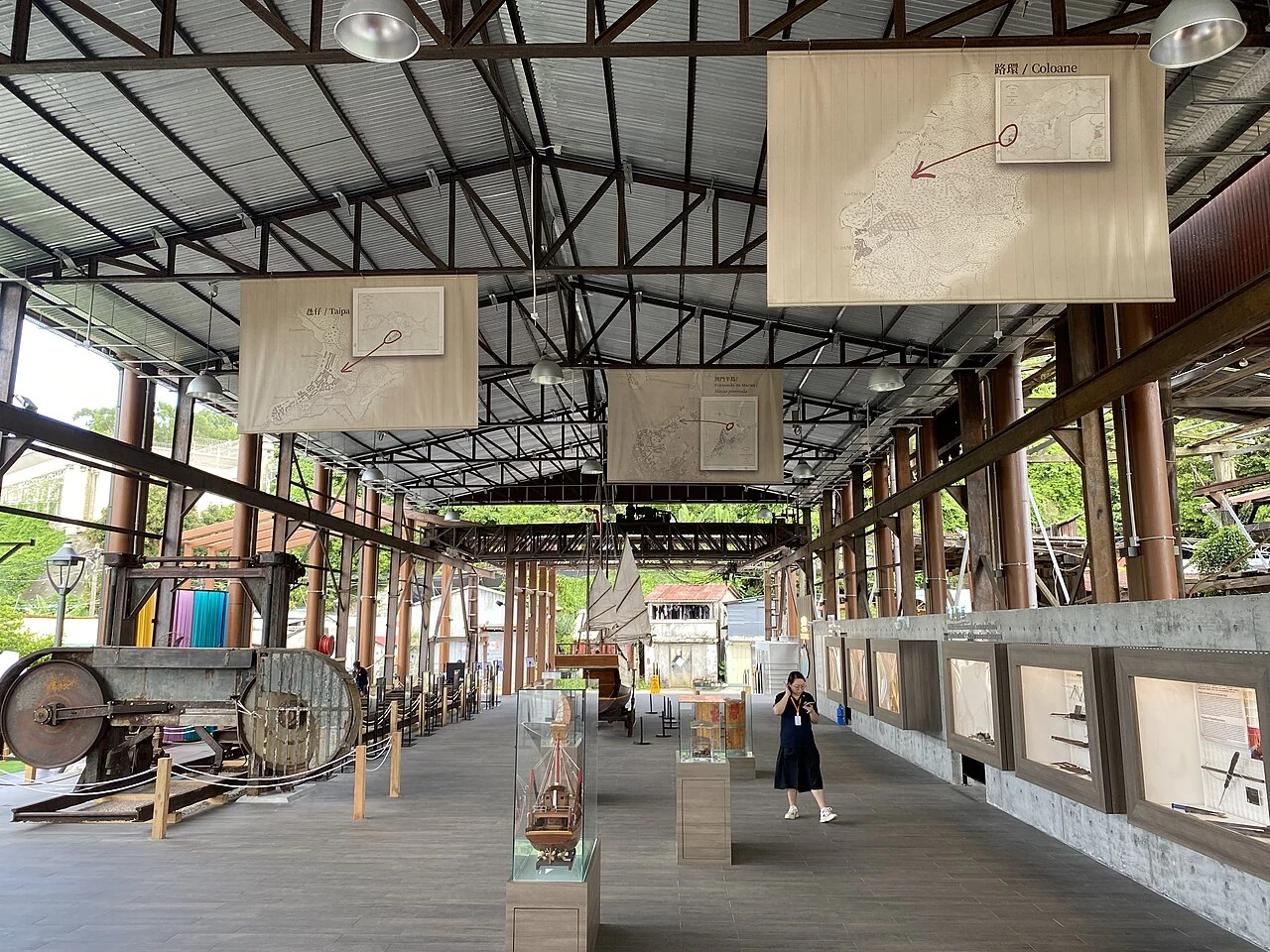 The open structures and waterside setting of the restored Lai Chi Vun shipyards.
