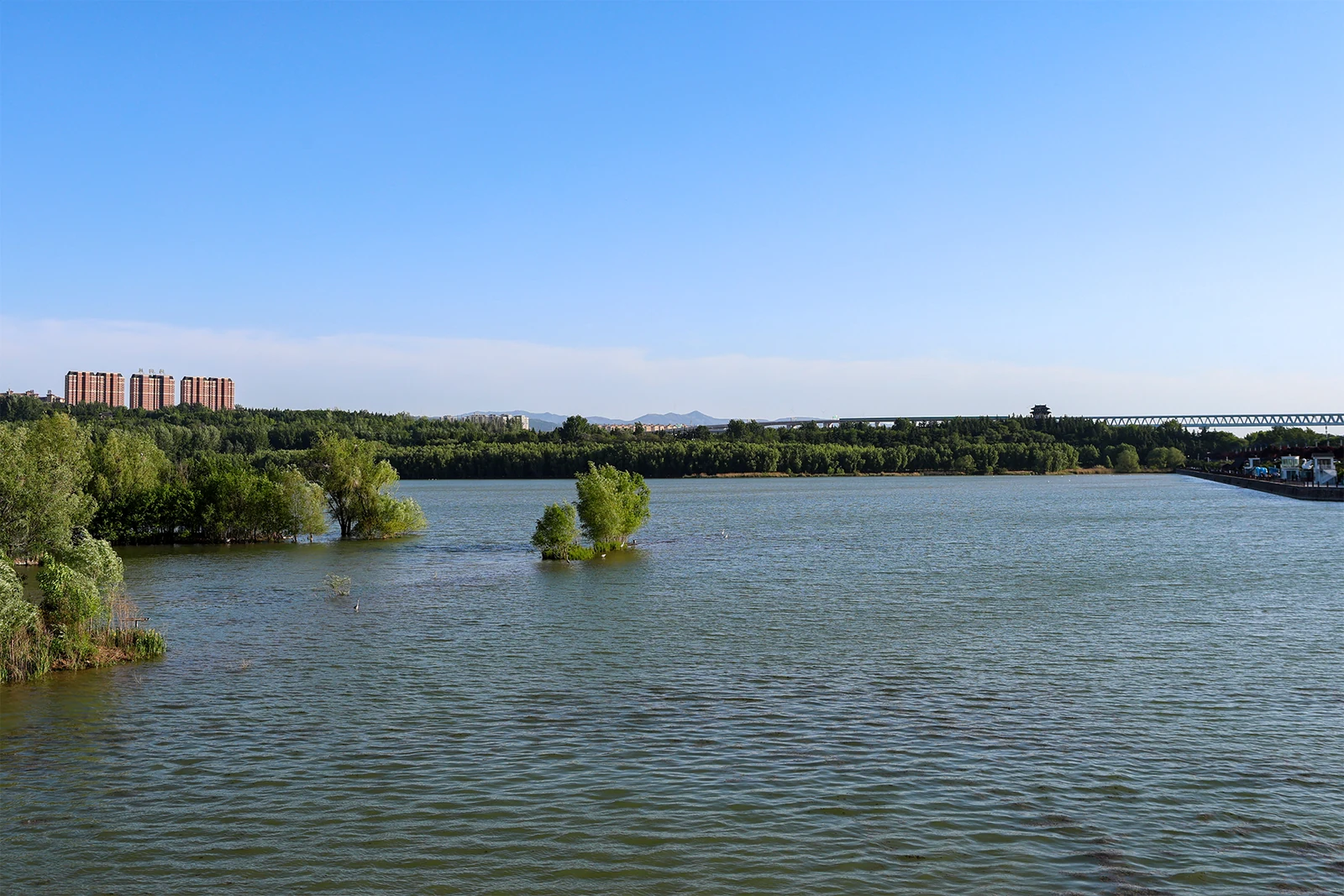 Parque urbano de humedales del lago de los Cisnes, Sanmenxia: el embalse