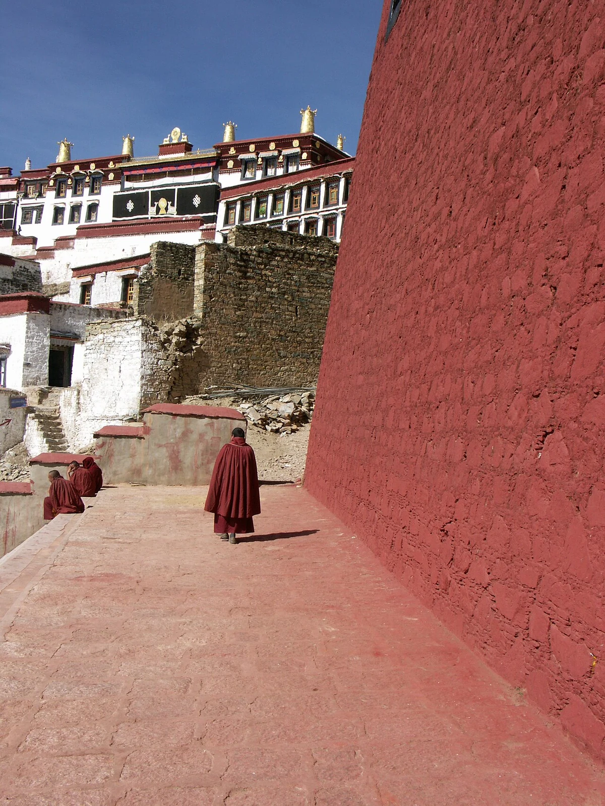 A second view of the layered buildings at Ganden.