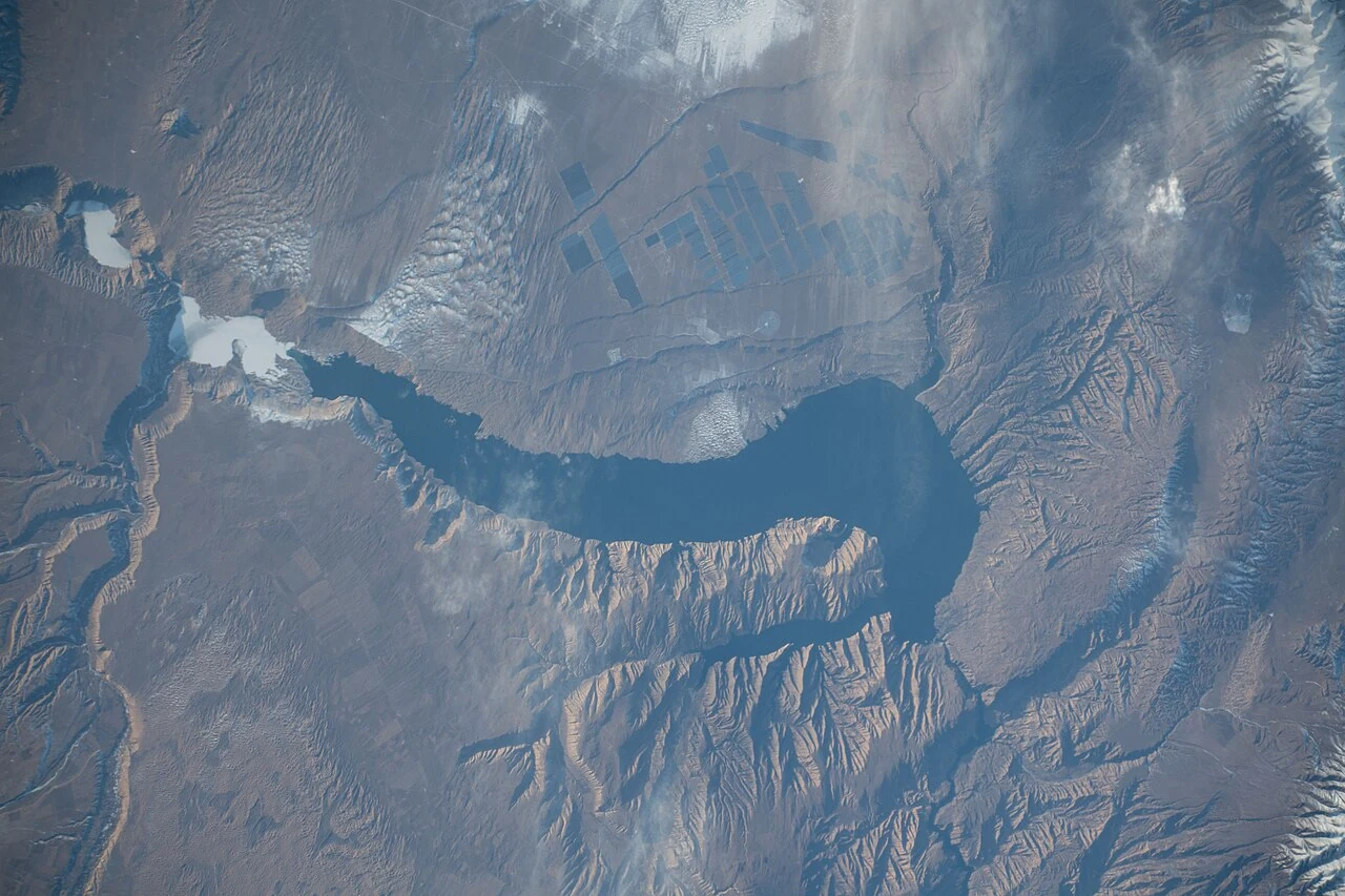 Die Region Longyangxia, im Januar 2020 von der Internationalen Raumstation aufgenommen.