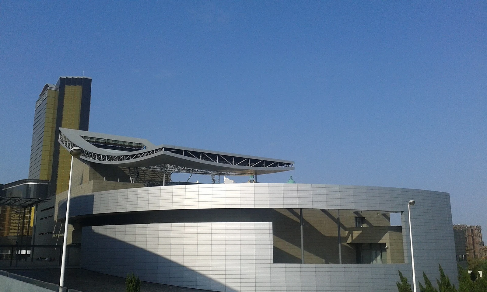 The exterior of the Macao Cultural Centre, a venue for performances in the city.