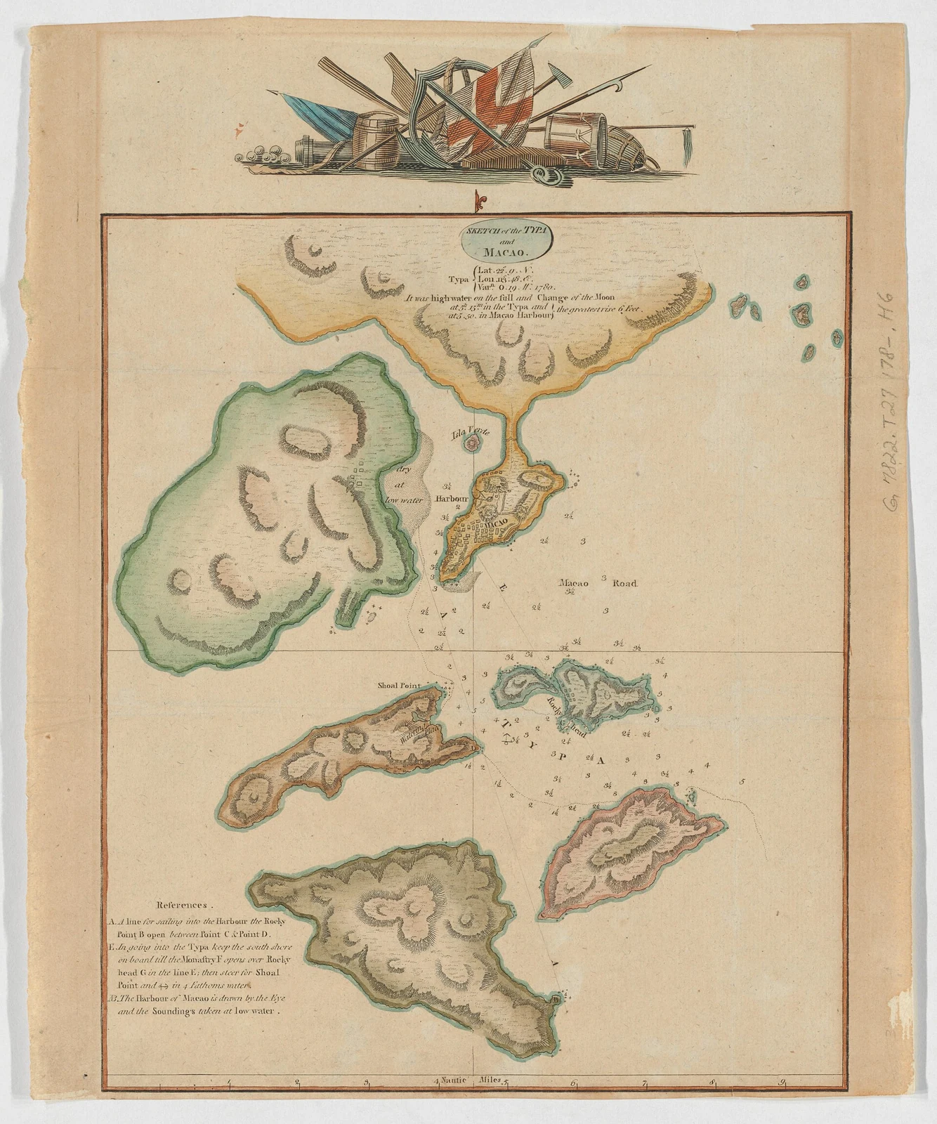 1780년 무렵 타이파와 마카오 일대를 그린 옛 지도.