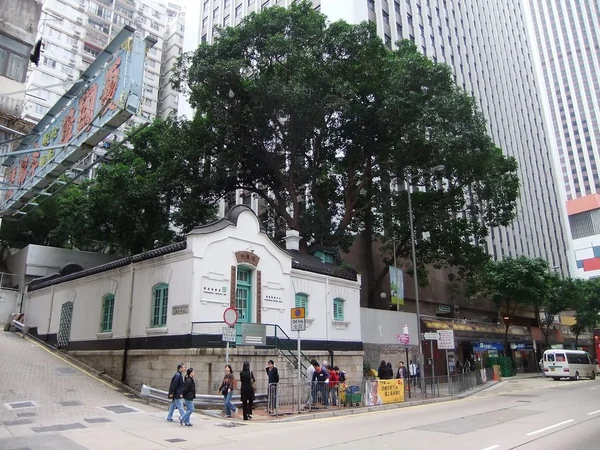 Das alte Postamt von Wan Chai steht unter einem großen Baum.